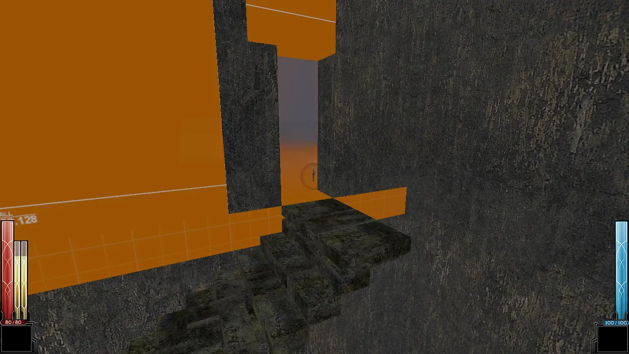 Géométrie du niveau en textures de développement orange, avant habillage