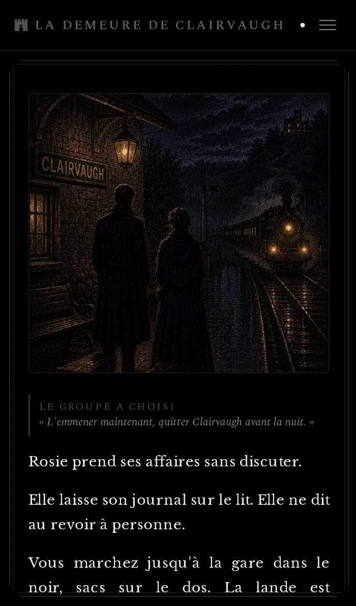 Deux silhouettes sur le quai de la gare de Clairvaugh