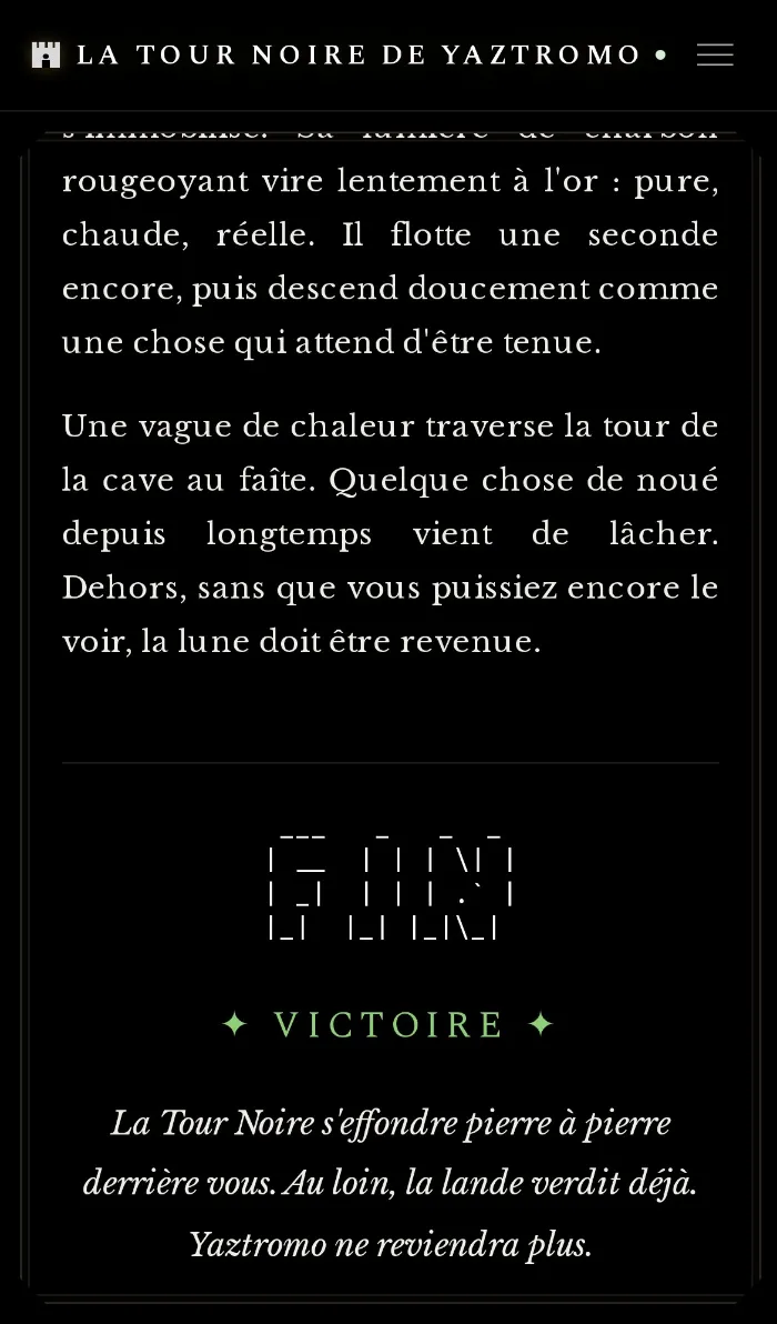 Écran de fin : victoire